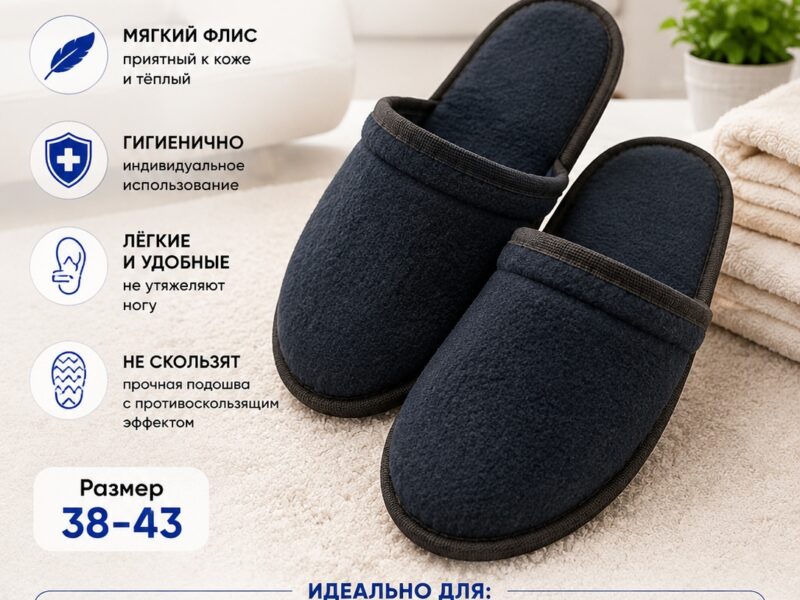 🖤 Чёрные одноразовые флисовые тапочки TimArti — практичность и..