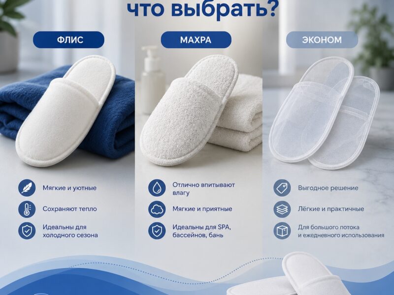 🥿 Флис, махра или эконом: что выбрать?

Выбор одноразовых тапочек..