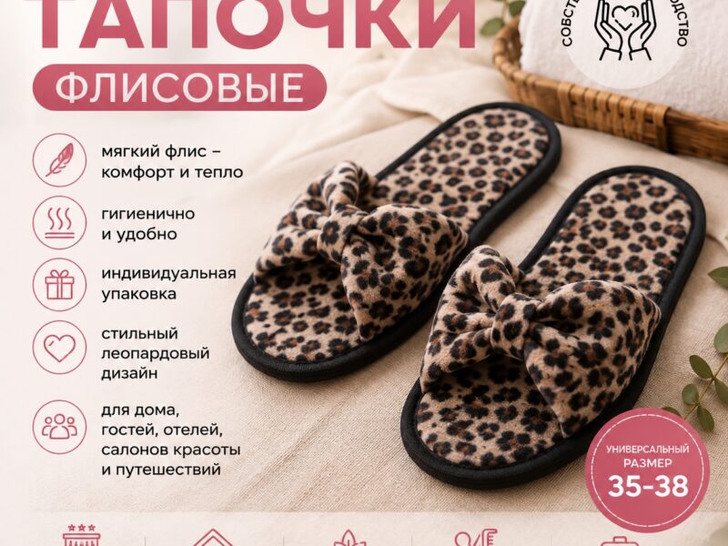 🐆 Одноразовые флисовые тапочки TimArti с леопардовым принтом —..